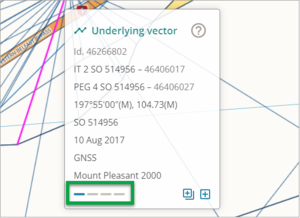 Underlying vector pop-up with bottom left dashes highlighted