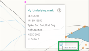 Underlying mark pop-up box with bottom right icon highlighted