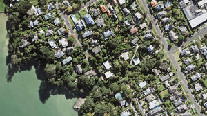 Topdown view of harbour and houses