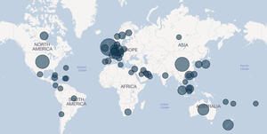 A worldwide view of overseas investment displayed on the dashboard.