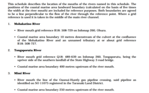 Excerpt from Appendix II of the Regional Coastal Plan for Taranaki 1997